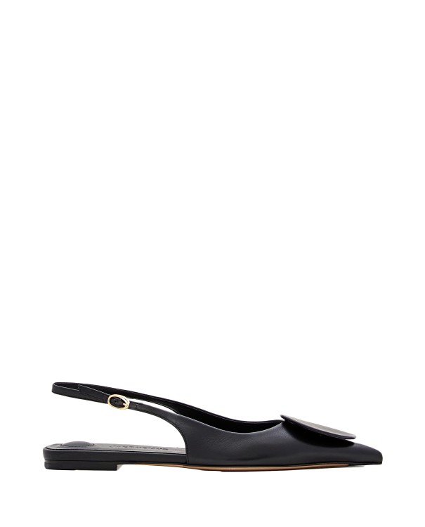 Jacquemus 10mm Duelo P Leather Slingback Flats In Black