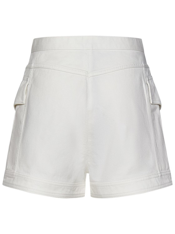 Shop Balmain Cotton Denim Shorts In White