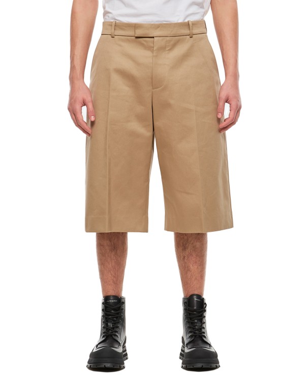 Shop Alexander Mcqueen Cotton Twill Baggy Bermuda Shorts In Brown