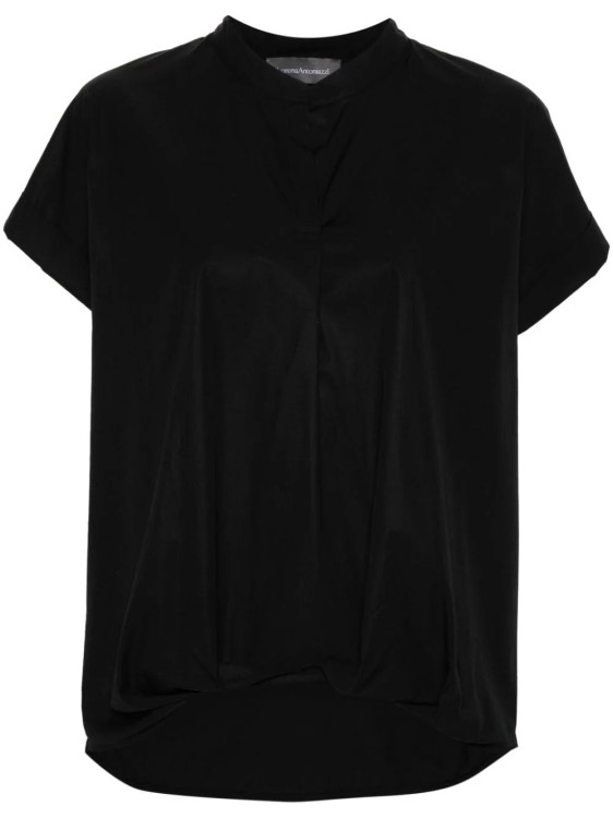 Lorena Antoniazzi Gathered Poplin Blouse In Black