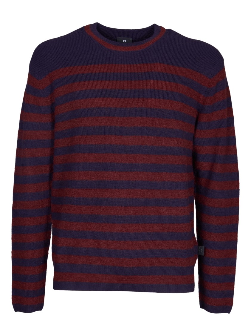 Shop Paul Smith Striped Crew Neck Sweater With Long Sleeves And Regular Fit In Black