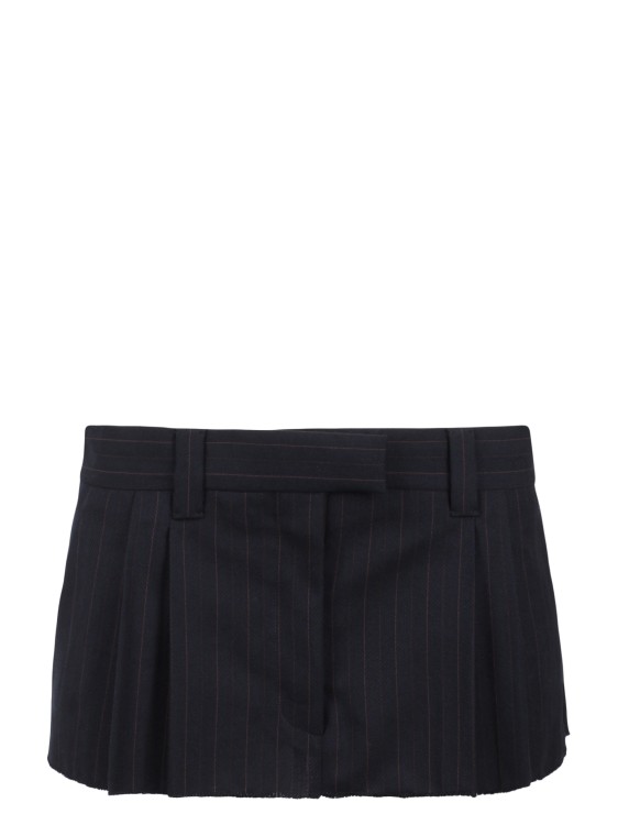 Shop Miu Miu Pleated Pinstripe Miniskirt In Blue