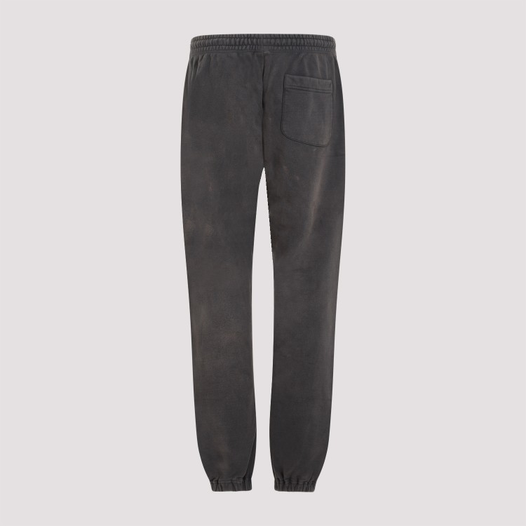 Shop Saint Mxxxxxx Black Cotton Logo-print Track Pants In Grey