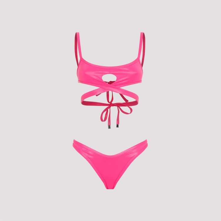 Shop Attico Fuchsia Cut-out Bikini In Pink