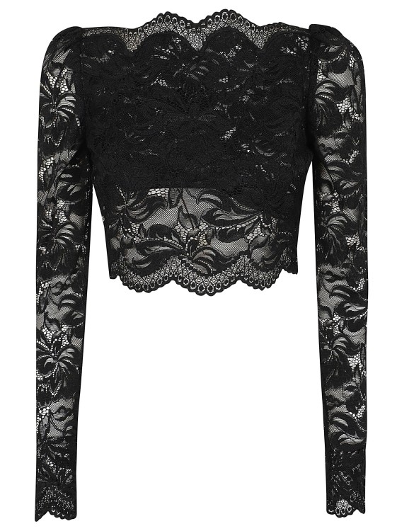 Shop Rabanne Long Sleeve Top Made Of Stretch Lace In Black