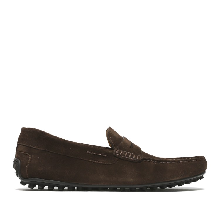 Rossano Bisconti Soft Ebony Suede Moccasins In Brown