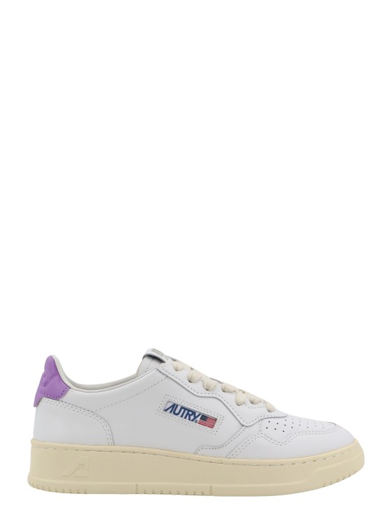 Shop Autry Leather Sneakers With Back Contrasting Patch In White