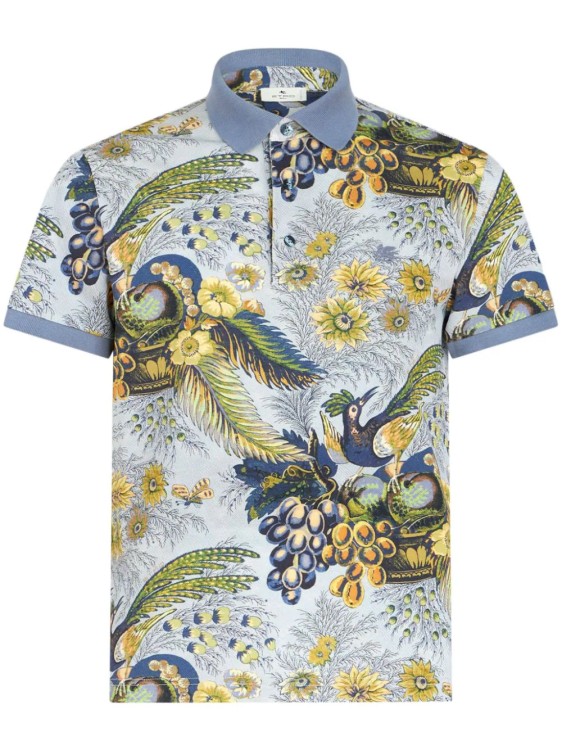 Shop Etro Multicolored Birds & Flowers Prints Polo Shirt
