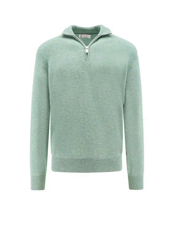 Shop Brunello Cucinelli Cashmere Polo Sweater In Green