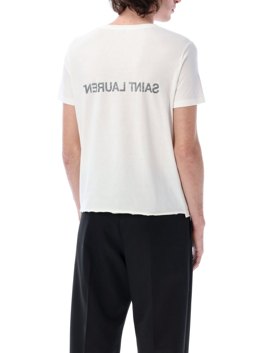 Shop Saint Laurent Reverse Logo T-shirt In White