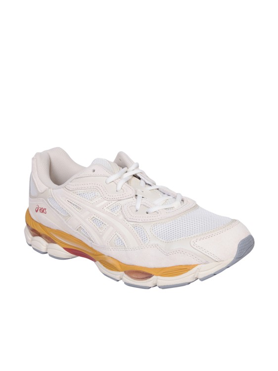 Shop Asics Gel-nyc Beige/ Red Sneakers In White