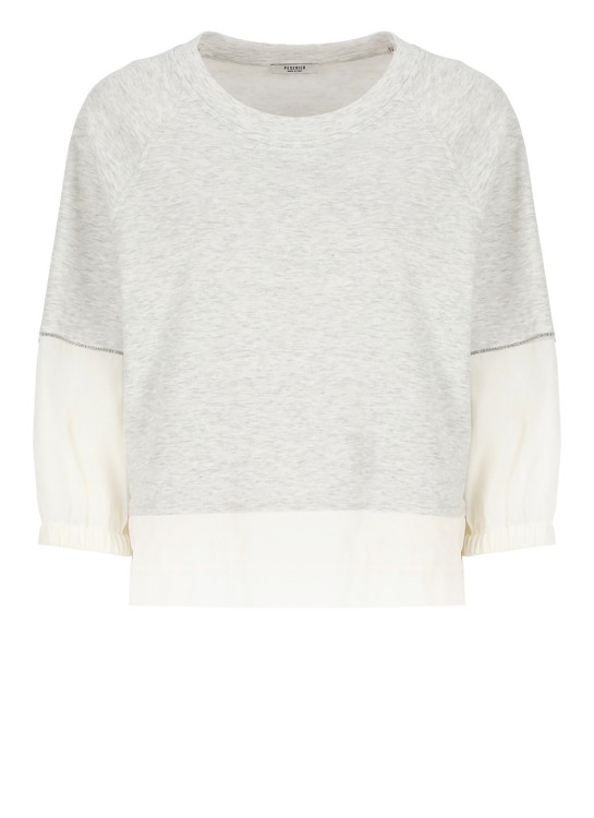 Peserico Grey Cotton And Silk Sweatshirt In Gray