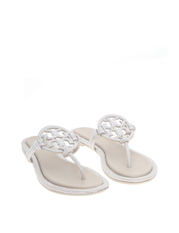 Shop Tory Burch Miller Sandal In Leather With Applied Pave' In White