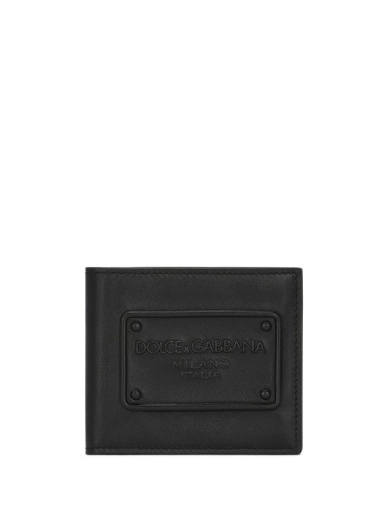 Dolce & Gabbana Logo-patch Folded Leather Wallet In Black