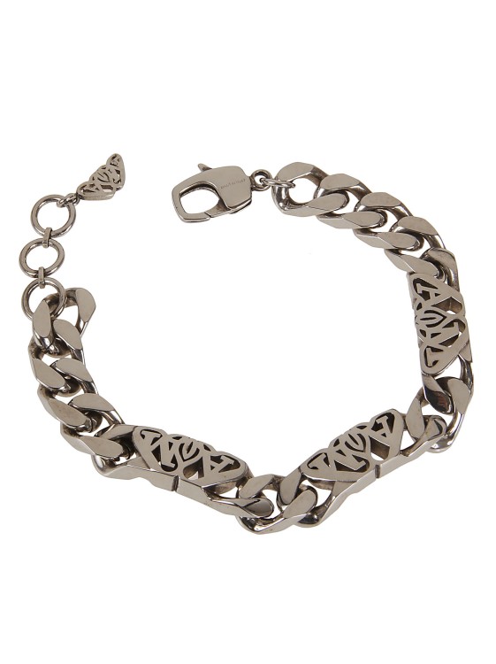 Shop Alexander Mcqueen Chain Bracelet With Antique Silver Finish
