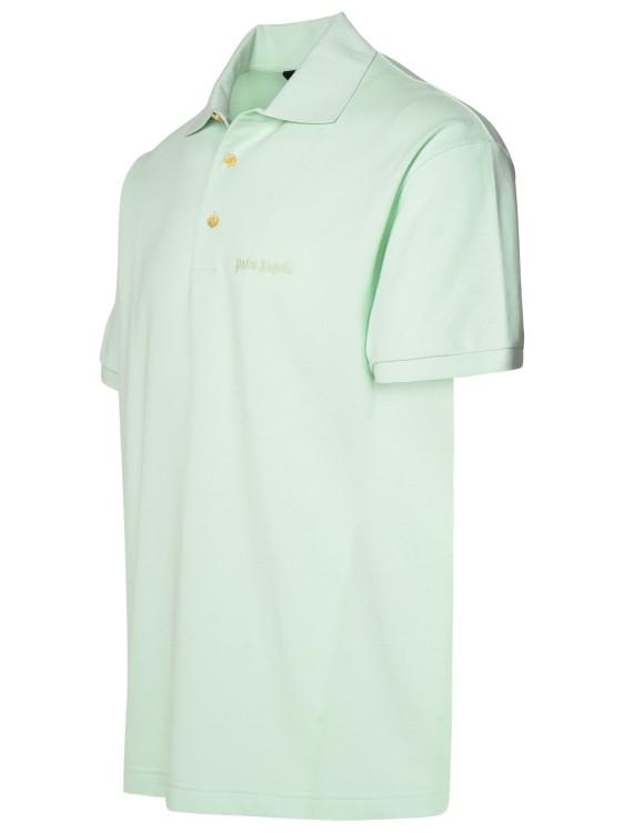 Shop Palm Angels Polo Shirt In Green Cotton