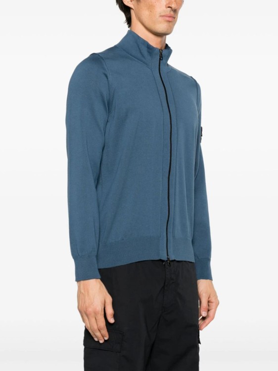 Shop Stone Island Compass-badge Zipped-up Cardigan In Blue