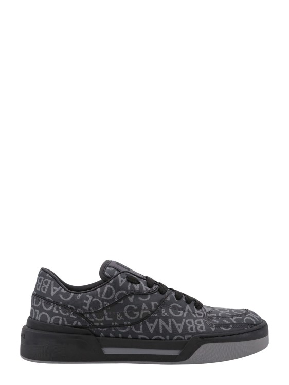 DOLCE & GABBANA COATED CANVAS SNEAKERS WITH ALL-OVER MONOGRAM