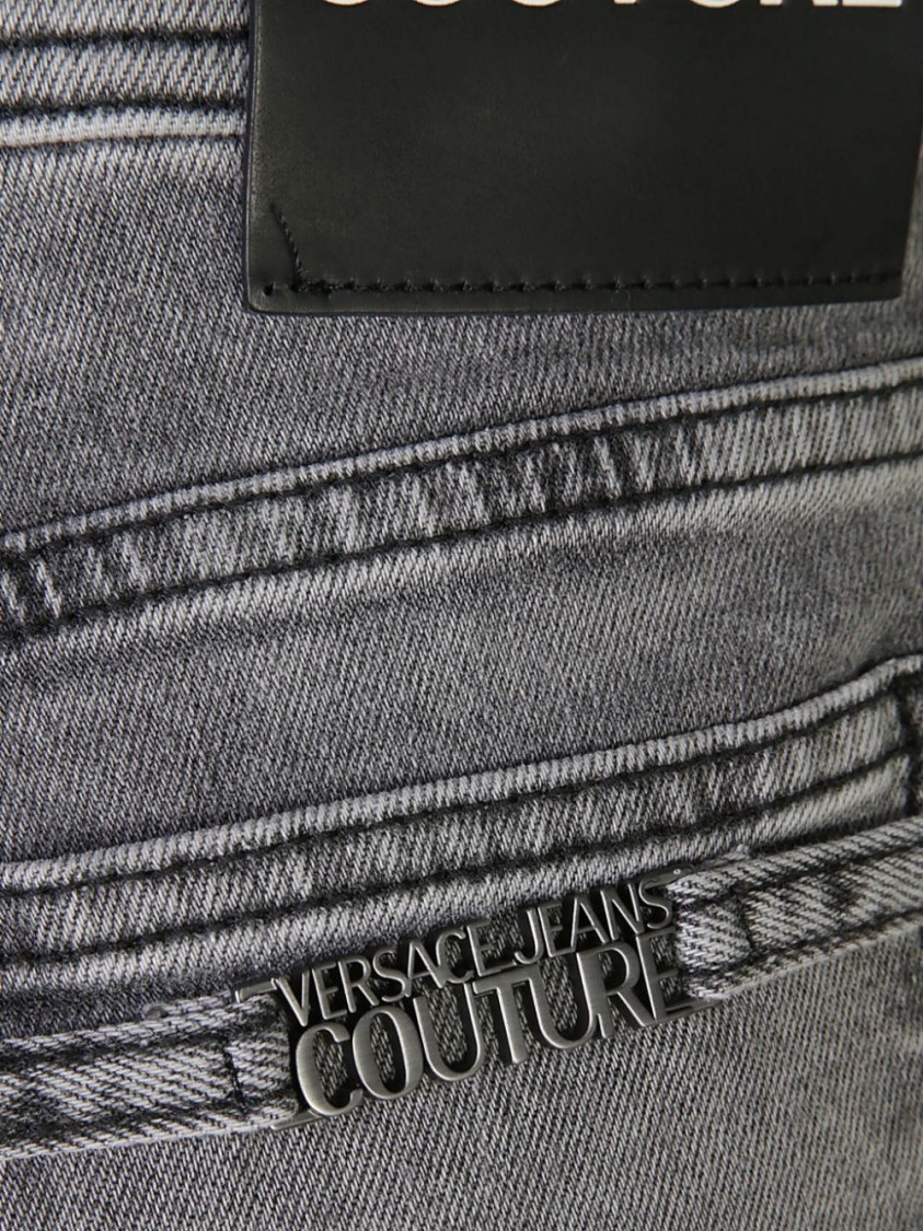 Versace Jeans Couture Logo-plaque Flared Jeans In Grey