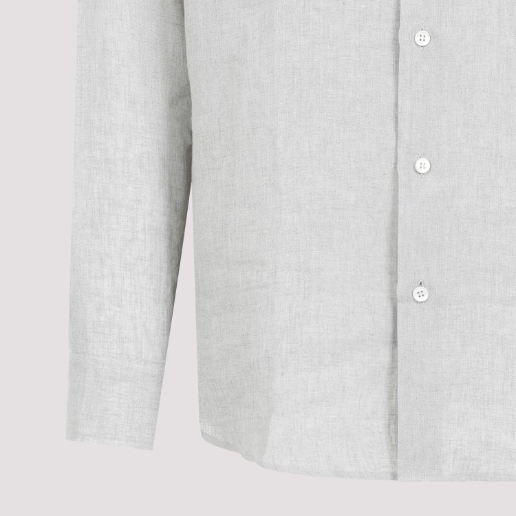 Shop Brioni Grey Water Linen Shirt In White