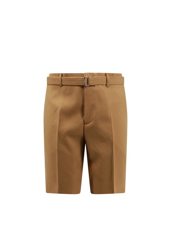 Shop Lanvin Wool Bermuda Shorts With Belt In Brown