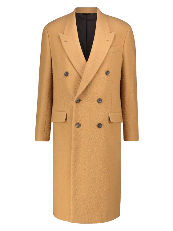 Shop Fendi Beige Wool Long Coat In Brown