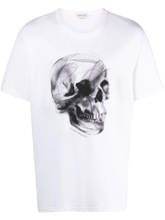 Shop Alexander Mcqueen White Skull Print T-shirt