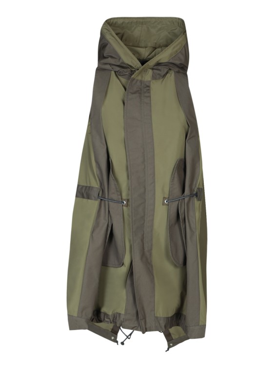 Sacai Olive Green Taffeta Hoodie Vest In Green