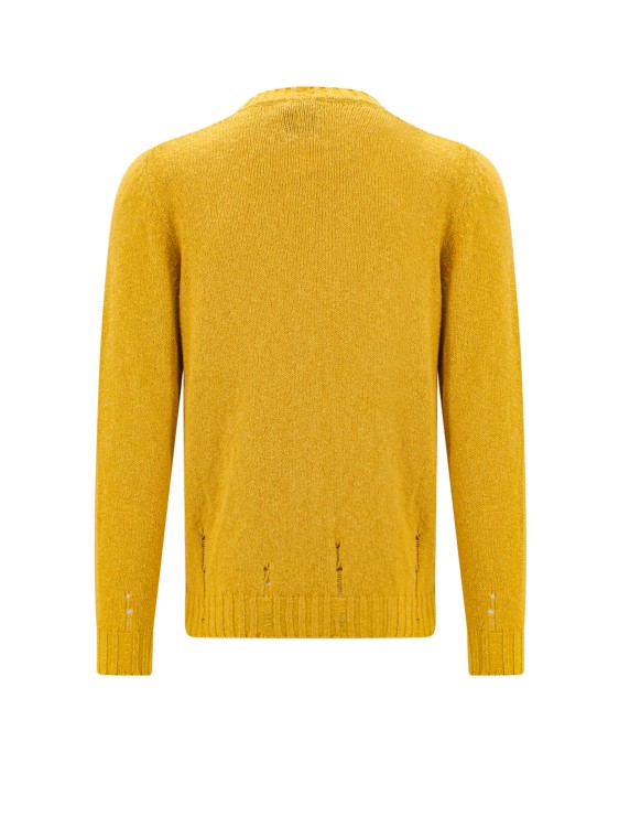 Shop Pt Torino Cotton Cardigan Destroyed Effect In Yellow