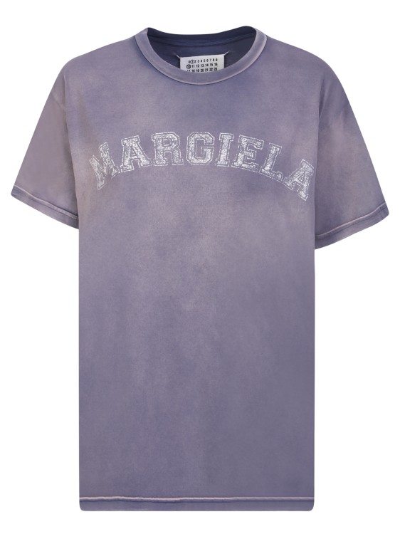 Shop Maison Margiela College Logo And Faded Effect T-shirt In Purple