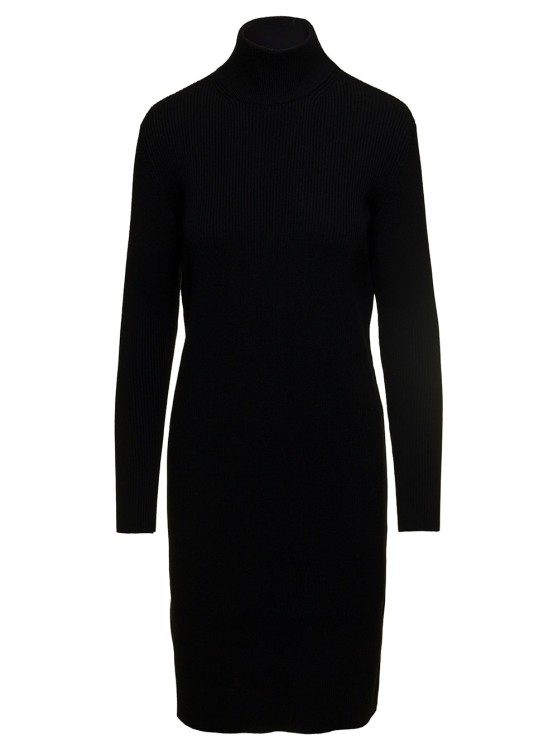 Bottega Veneta Mini Knit Dress Long Sleeves Tringle Back Cutout In Black