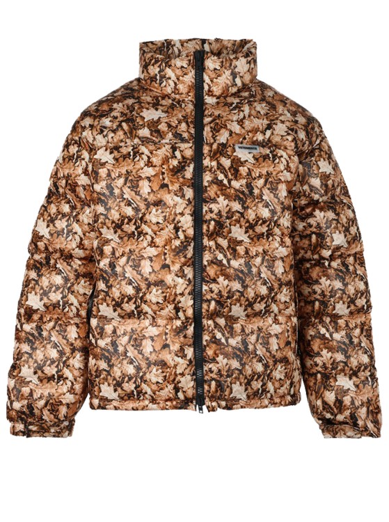 Vetements Leaves Puffer Jacket In Brown
