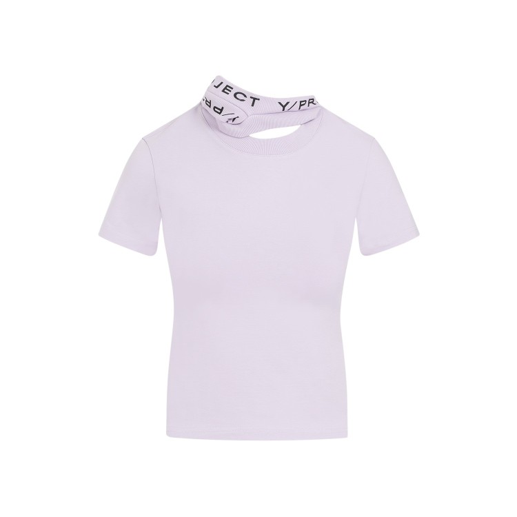 Shop Y/project Triple Collar Fitted Lilac Organic Cotton T-shirt In White