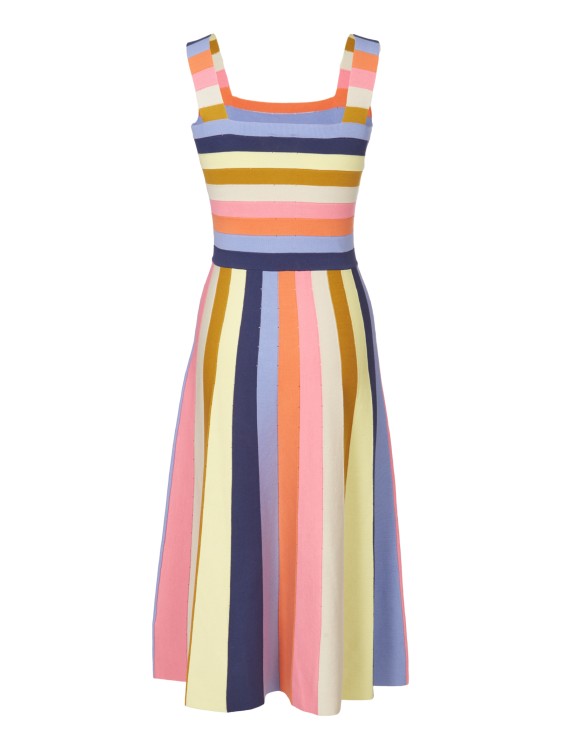 Shop Paul Smith Multicolor Striped Dress With Shoulder Pads In Neutrals