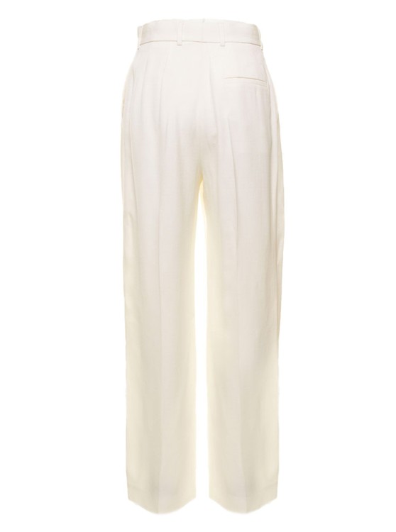 Shop Casablanca White Wide Leg Tailored Trousers In Silk Blend In Neutrals
