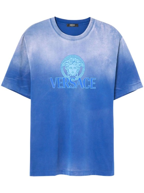 Shop Versace Blue Medusa-logo T-shirt