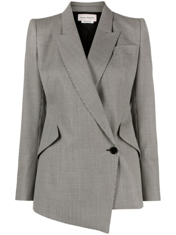 Shop Alexander Mcqueen Wool Houndstooth Blazer In Grey