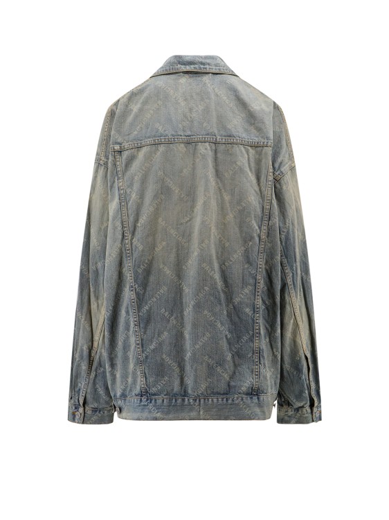 Shop Balenciaga Bal Diagonal Allover Oversize Denim Jacket In Blue