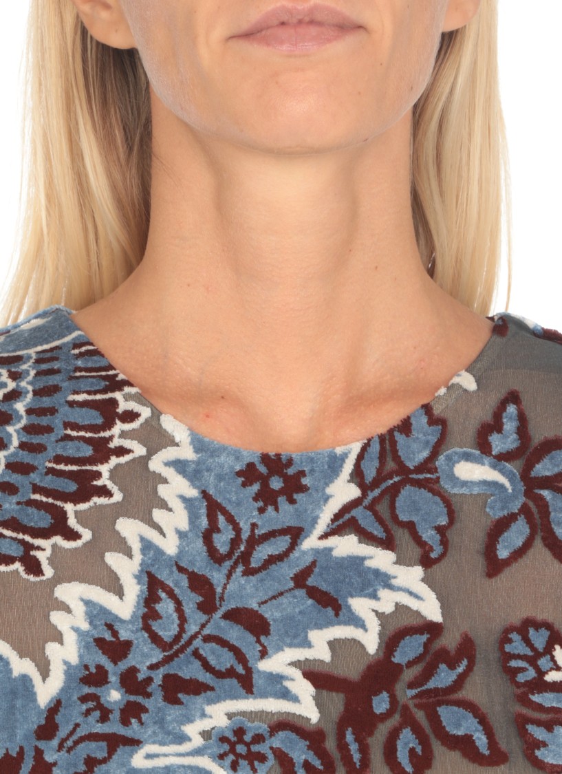 Shop Etro Tulle Top With Print In Multicolor