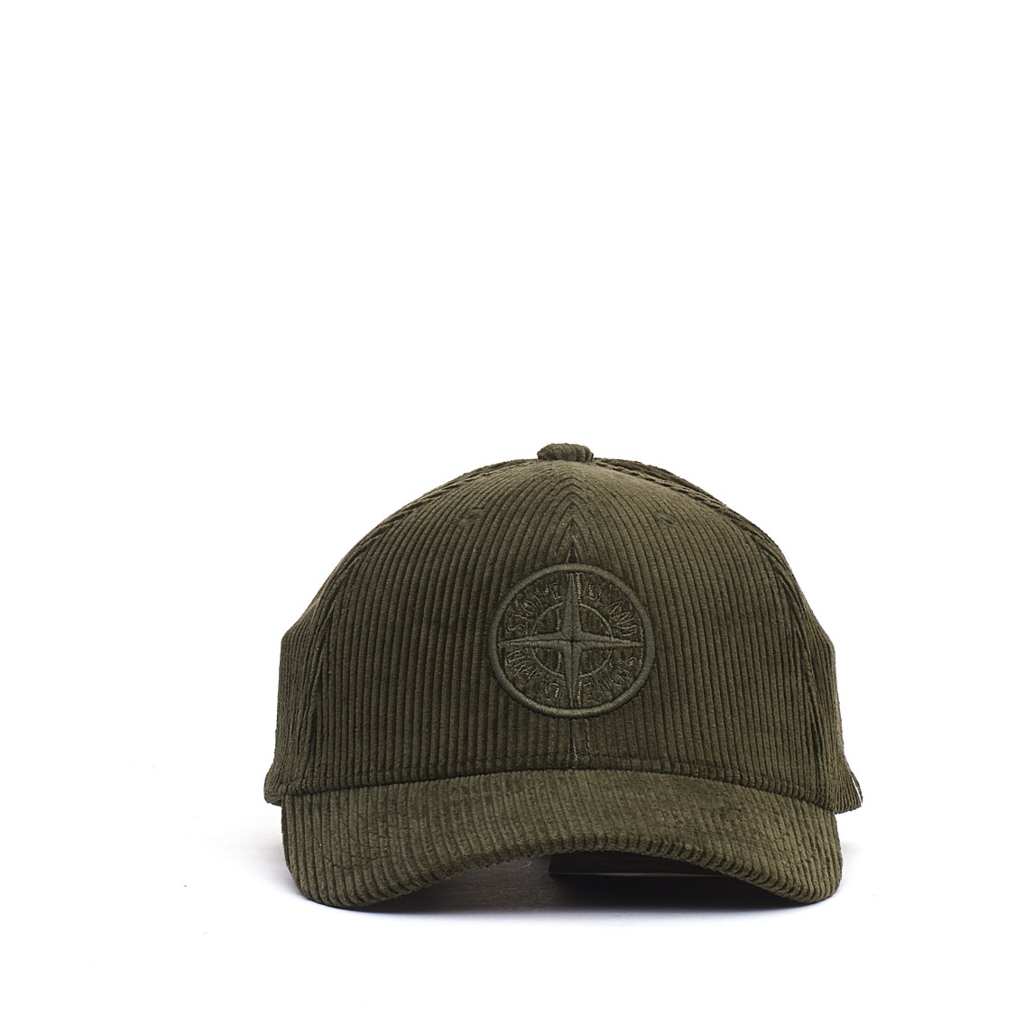 Stone Island Six Panel Cap With Adjustable Strap Organic Cotton Corduroy In Green