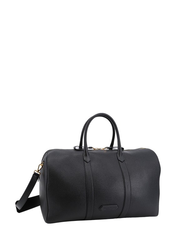 Shop Tom Ford Leather Duffle Bag With Frontal Logo Patch In Black