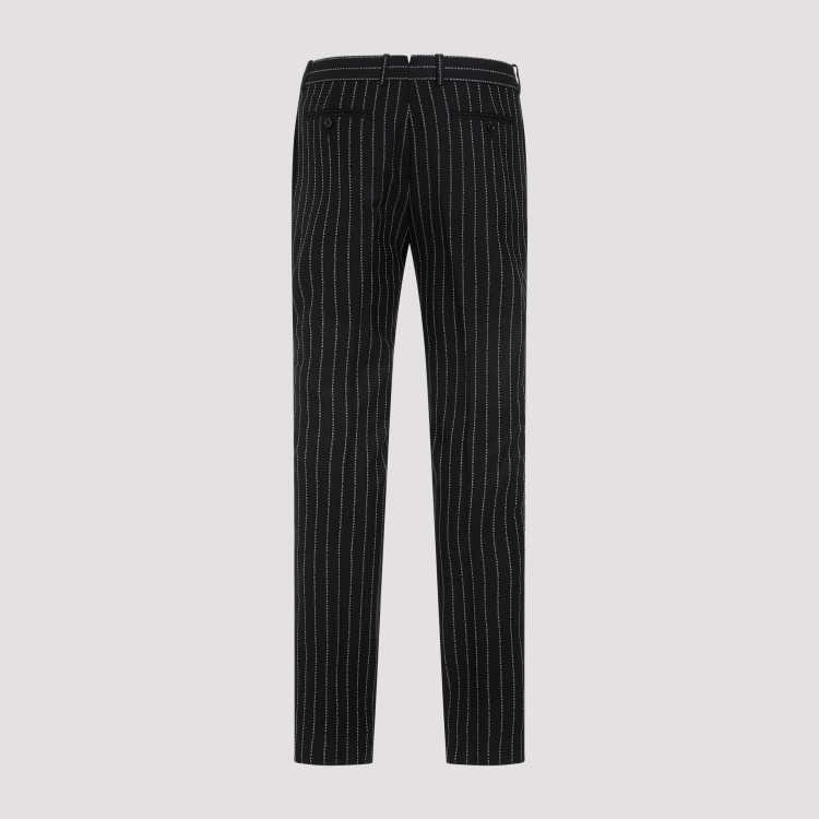 Shop Alexander Mcqueen Black Wool Pinstripe Pants