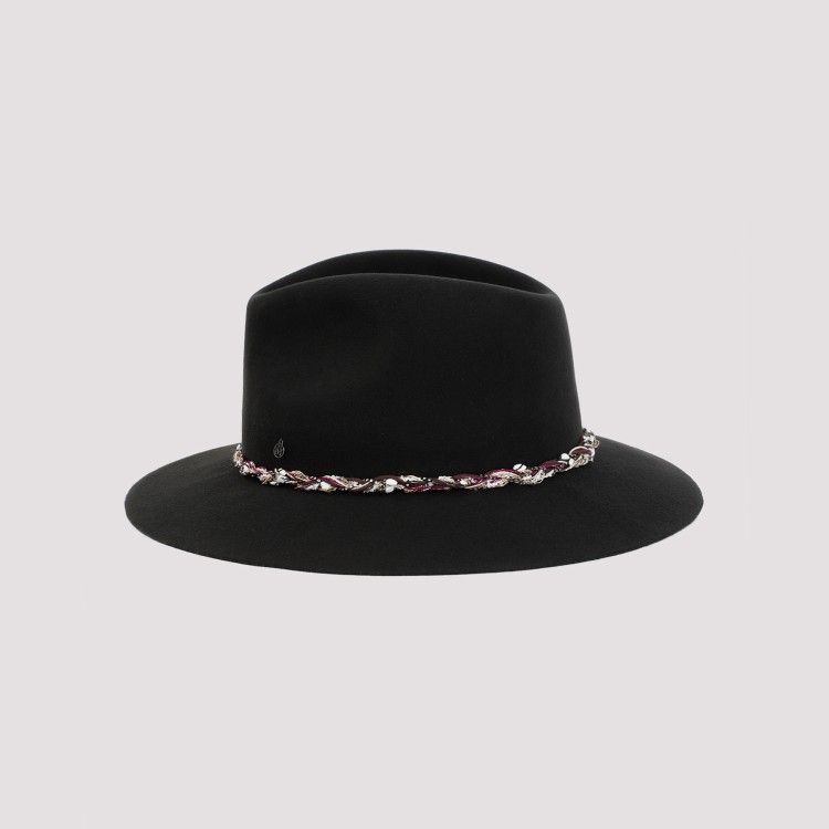 Shop Maison Michel Rico Braid Tweed Grey Black Wool Felt Hat