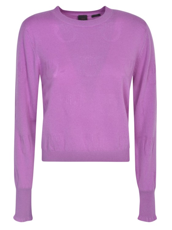 Shop Pinko Love Birds-jacquard Cashmere Jumper In Purple