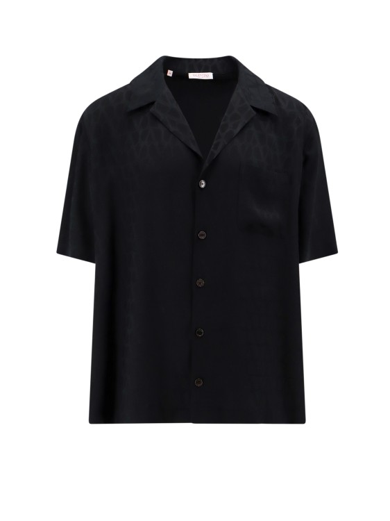 Shop Valentino Silk Shirt With Toile Iconographe Motif In Black
