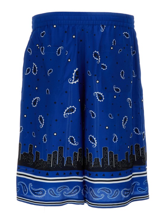 Shop Off-white Blue Bandana Paisley Print Shorts In Viscose