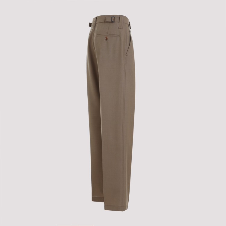 Shop Lemaire One Pleat Taupe Mélange Cotton Pants In Brown