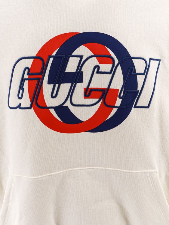 Shop Gucci Cotton Sweatshirt With Gg Interlocking In White