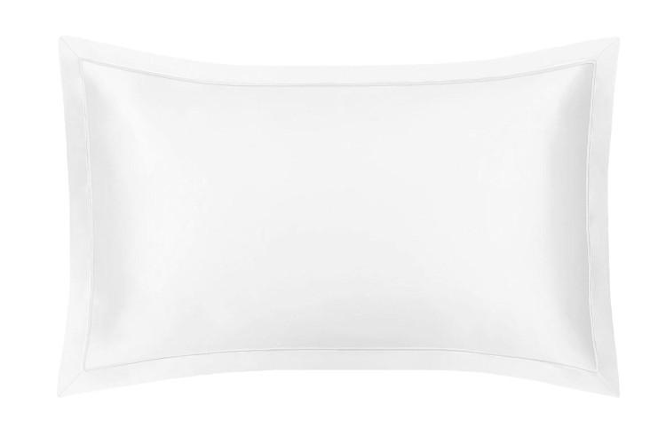 Mayfairsilk Brilliant White Oxford Pure Silk Pillowcase - White Piping