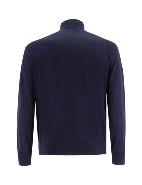 Shop Ballantyne Blue Wool Turtleneck Pullover In Black